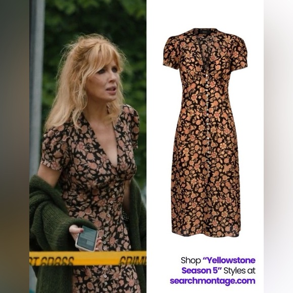 Realisation The Monica Silk Floral Midi Dress Fantasy Black Pink Small EUC - Picture 14 of 14